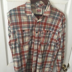 Levis orange plaid men’s casual button down